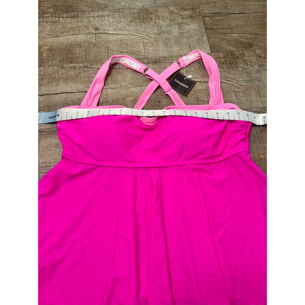 Aidonger Hot Pink Tankini Swim Top Adjustable Straps Plus Size 2XL NEW - Picture 5 of 9